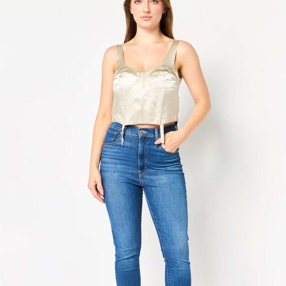 NWT Zara Metallic Silver Blouse